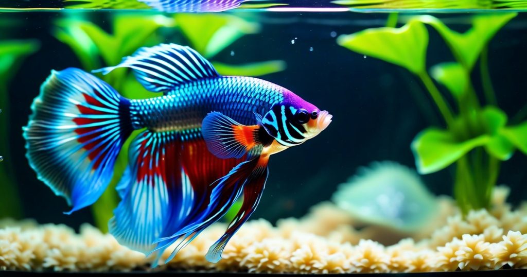 a colorful fish swimming in a tank